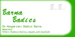 barna badics business card